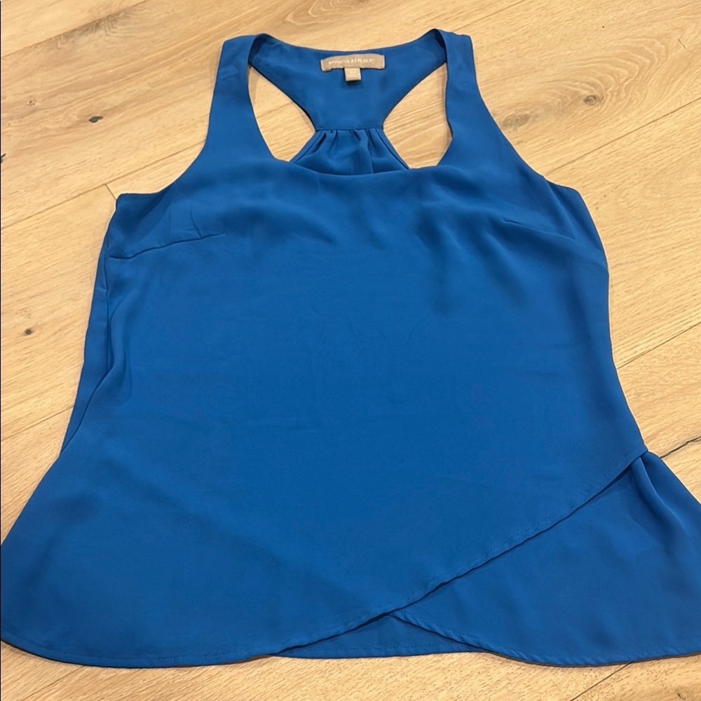 Banana Republic Blue Asymmetrical Wrap Tank Top